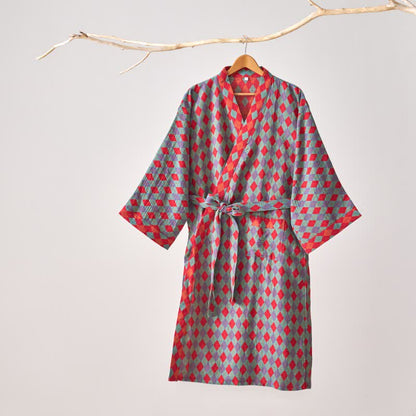 Ownkoti Classic Diamond Cotton Gauze Kimono Robe - image 11