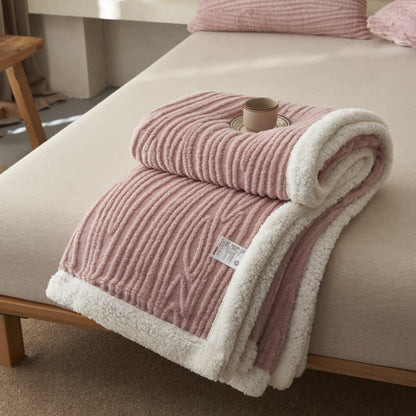 Ownkoti Tree Pattern Jacquard Sherpa Blanket - Pink - Queen - image 0
