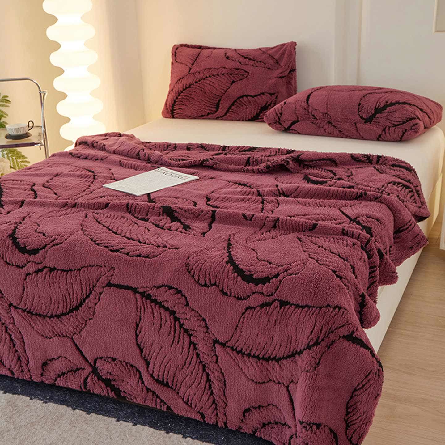 Ownkoti Banana Leaf Jacquard Throw Blanket - Purple - Queen - image 8