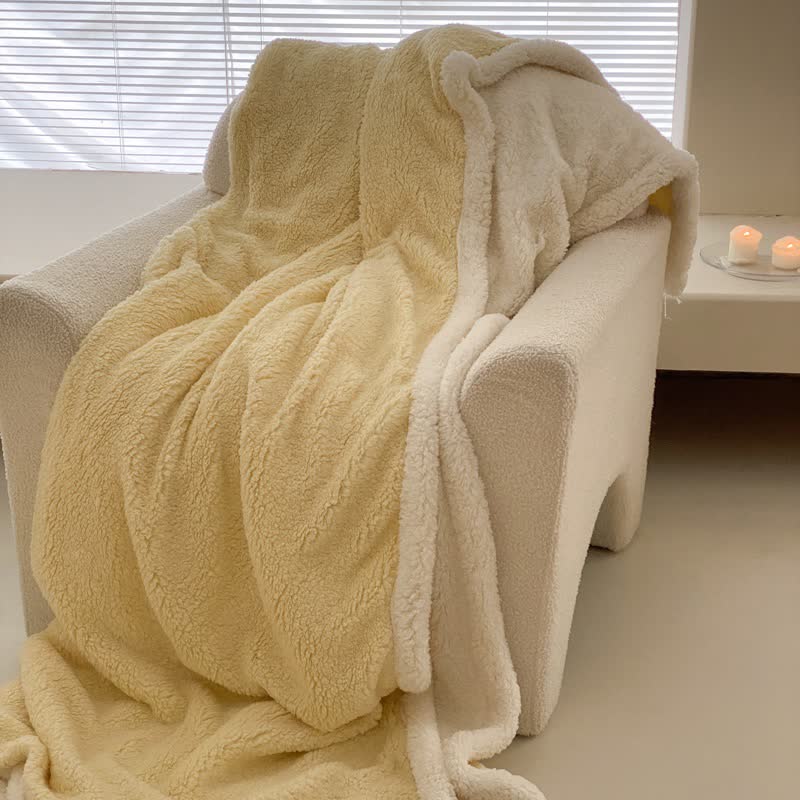 Ownkoti Bow Sherpa Reversible Throw Blanket - Yellow - Queen - image 5