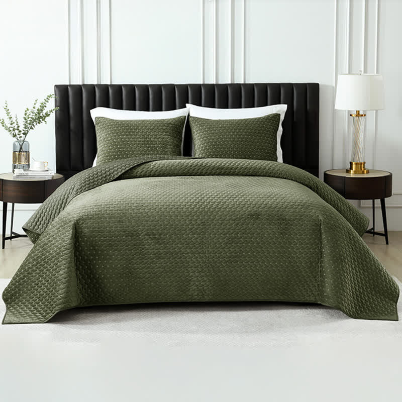 Ownkoti Minimalist Solid Color Quilted Coverlet Set - image 1