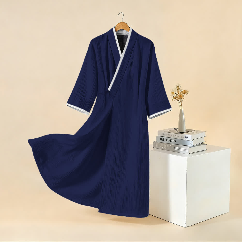 Unisex Minimalist Cotton Gauze Kimono Bathrobe - image 3