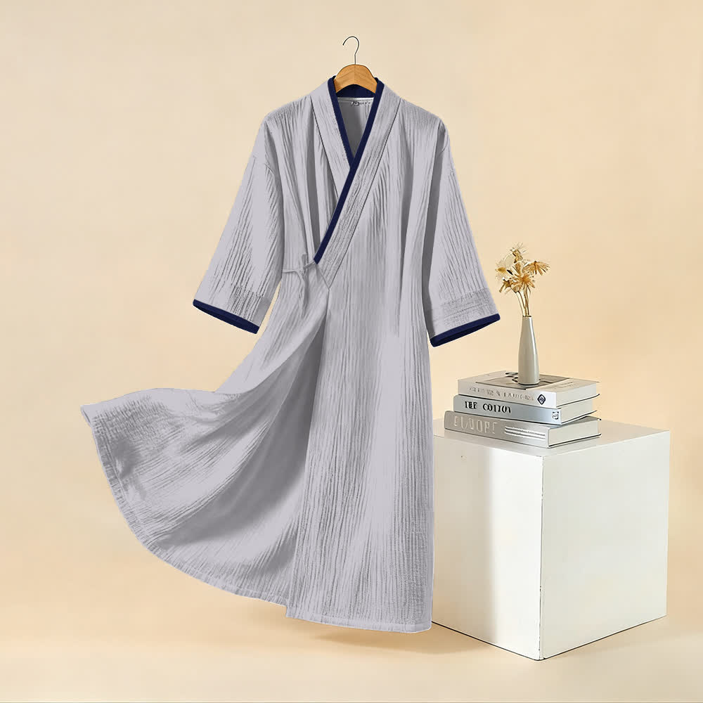 Unisex Minimalist Cotton Gauze Kimono Bathrobe - image 13