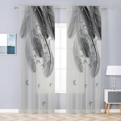Ownkoti Feather Butterfly Print Sheer Curtain - image 2