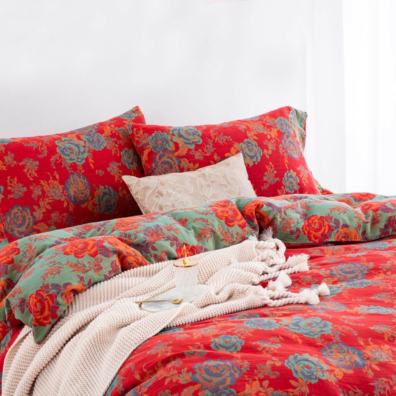 Ownkoti Peony Pure Cotton Gauze Bedding(4PCS) - image 2