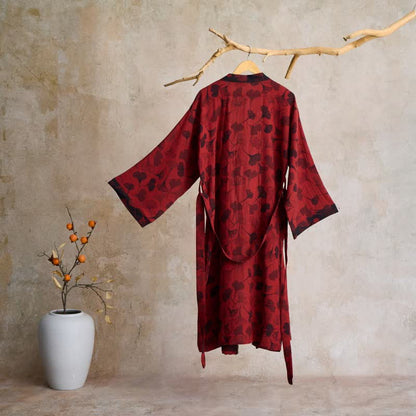 Ginkgo Biloba Cotton Gauze Kimono Robe - image 16