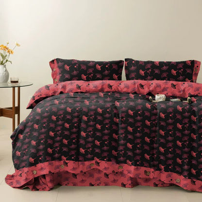 Ownkoti Timeless Ginkgo Cotton Gauze Bedding Set(4PCS) - Black - Cal King - image 0