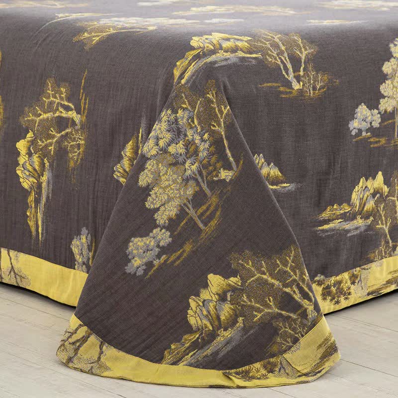 Landscape Print Cotton Gauze Jacquard Bedding Set(4pcs) - image 7