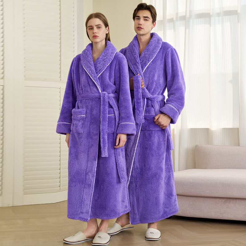 Luxury Double-Layer Fleece Long Robe - image 2
