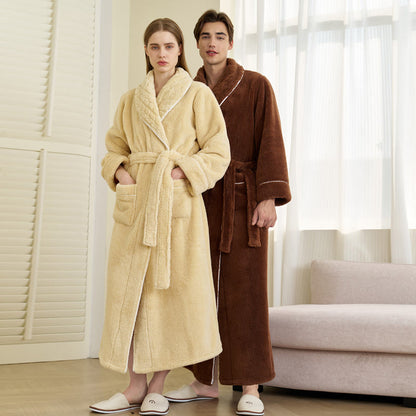 Luxury Double-Layer Fleece Long Robe - image 4