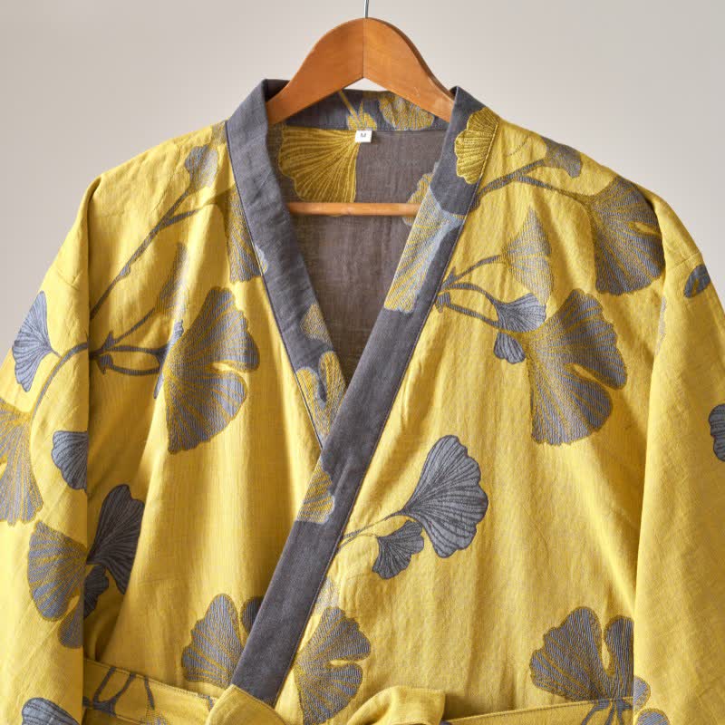 Cotton Gauze Ginkgo Kimono Robe - image 13