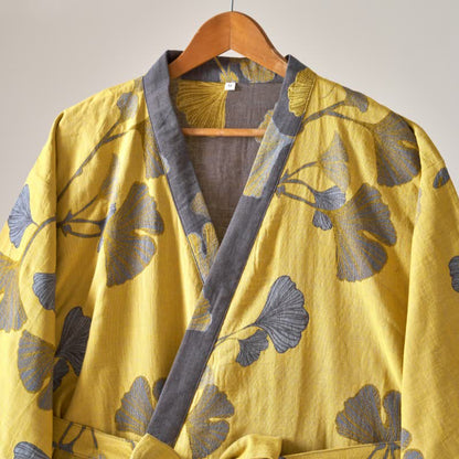 Cotton Gauze Ginkgo Kimono Robe - image 13