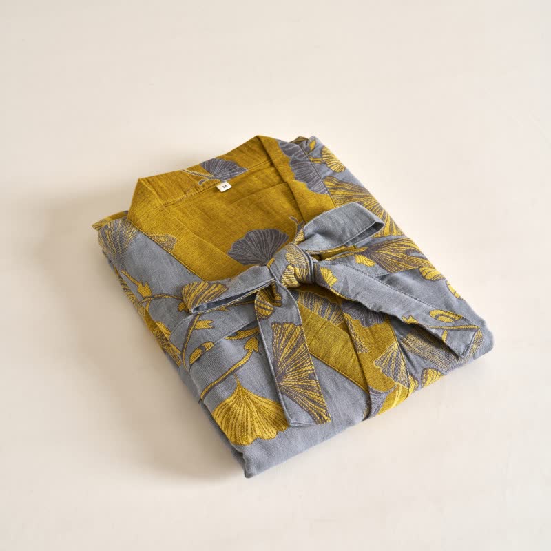 Cotton Gauze Ginkgo Kimono Robe - image 35
