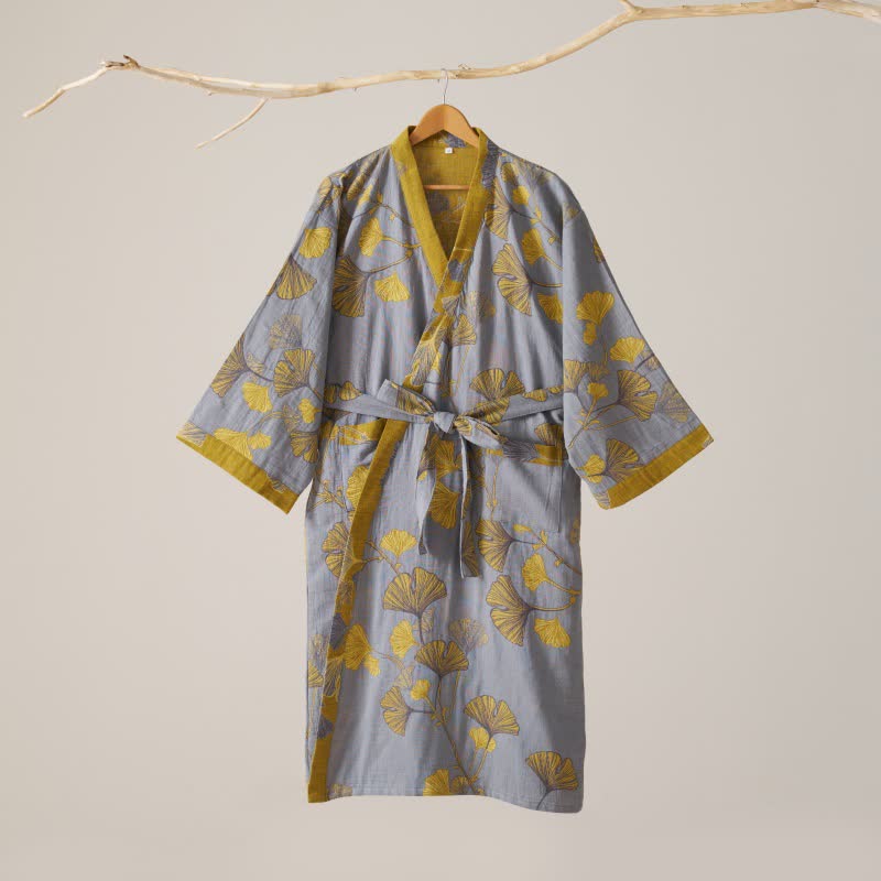Cotton Gauze Ginkgo Kimono Robe - image 33