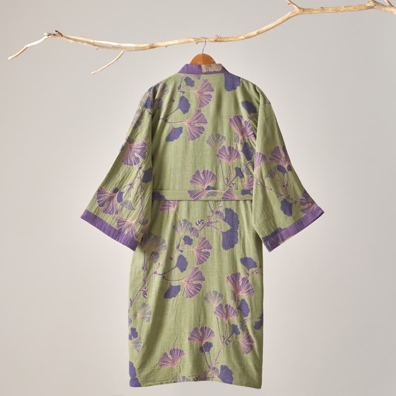 Cotton Gauze Ginkgo Kimono Robe - image 19