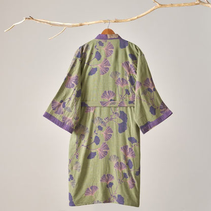 Cotton Gauze Ginkgo Kimono Robe - image 19