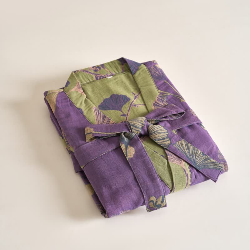 Cotton Gauze Ginkgo Kimono Robe - image 5