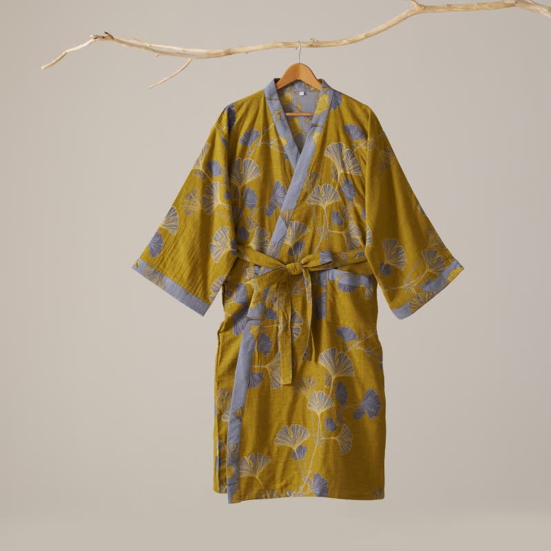 Cotton Gauze Ginkgo Kimono Robe - image 41