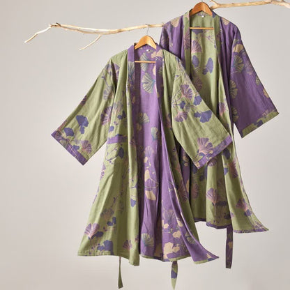 Cotton Gauze Ginkgo Kimono Robe - image 1