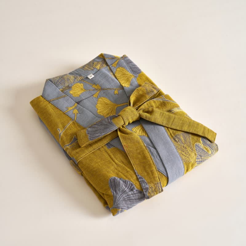 Cotton Gauze Ginkgo Kimono Robe - image 43