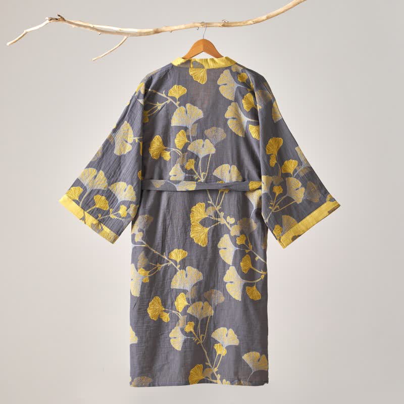 Cotton Gauze Ginkgo Kimono Robe - image 28