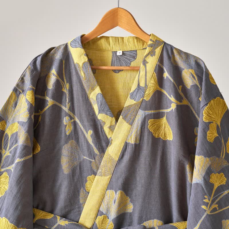 Cotton Gauze Ginkgo Kimono Robe - image 29