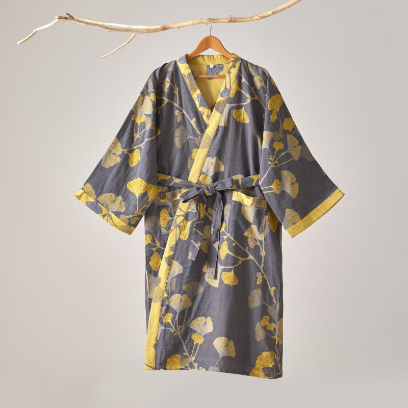 Cotton Gauze Ginkgo Kimono Robe - image 27