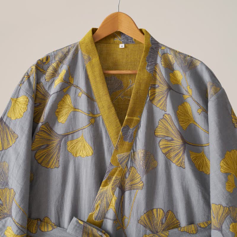 Cotton Gauze Ginkgo Kimono Robe - image 36