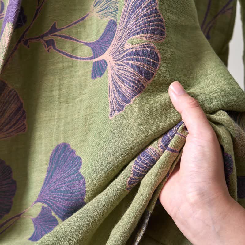 Cotton Gauze Ginkgo Kimono Robe - image 24