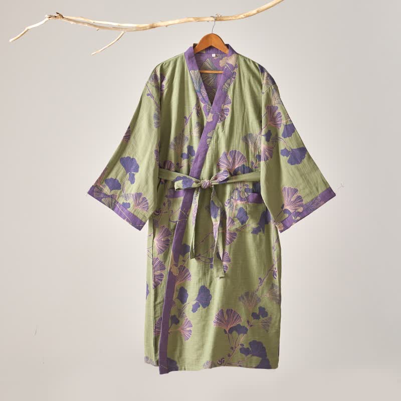Cotton Gauze Ginkgo Kimono Robe - image 18