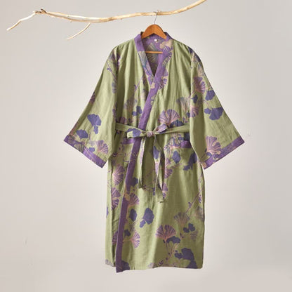 Cotton Gauze Ginkgo Kimono Robe - image 18