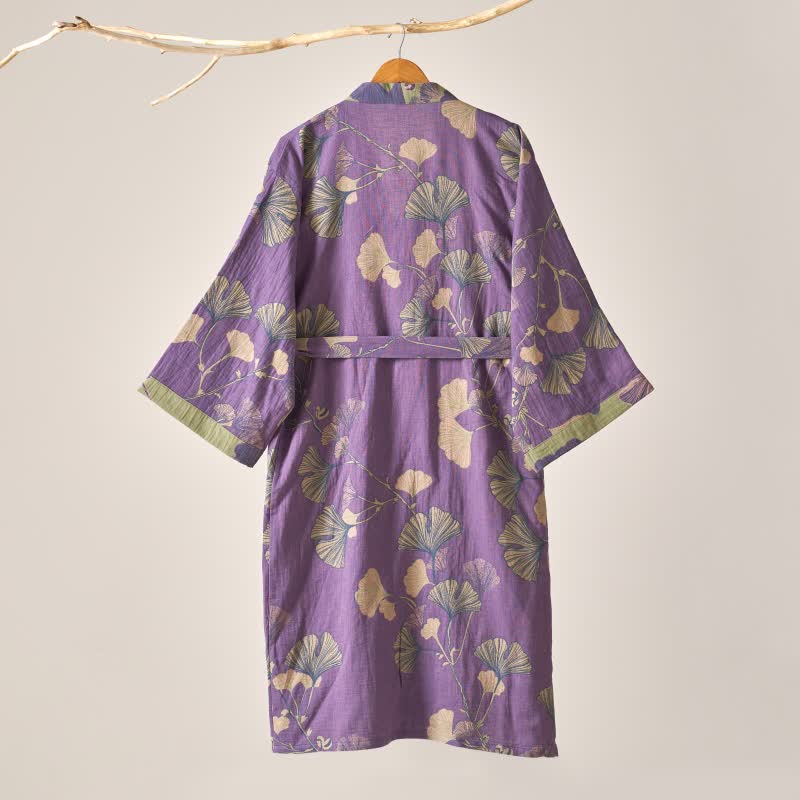 Cotton Gauze Ginkgo Kimono Robe - image 4