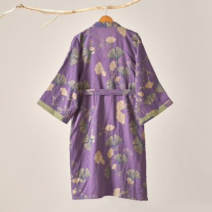 Cotton Gauze Ginkgo Kimono Robe - image 4