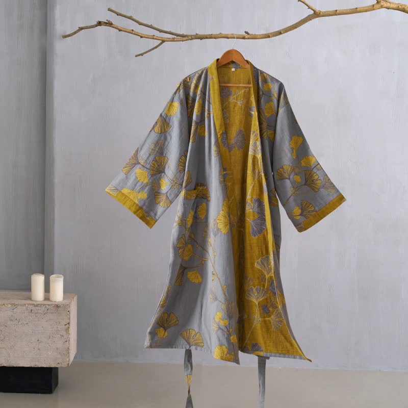 Cotton Gauze Ginkgo Kimono Robe - image 31