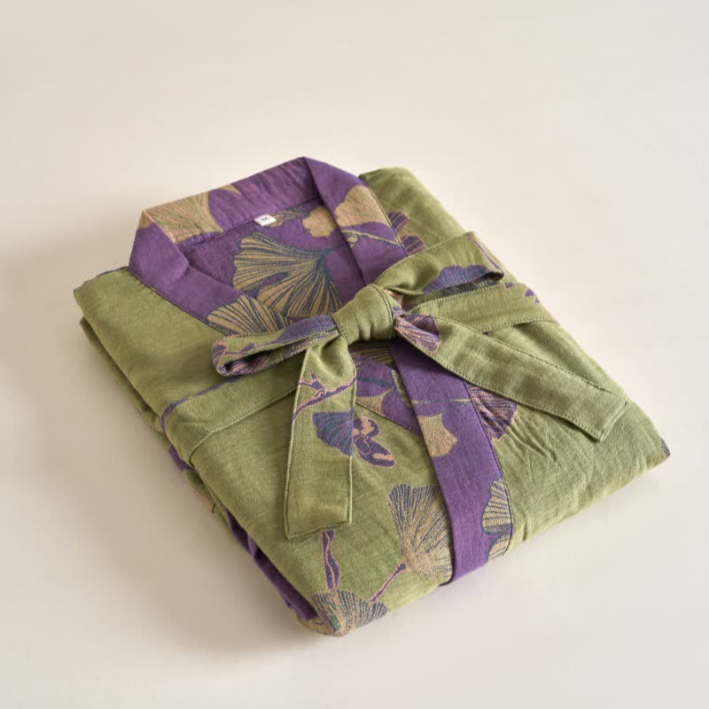 Cotton Gauze Ginkgo Kimono Robe - image 20