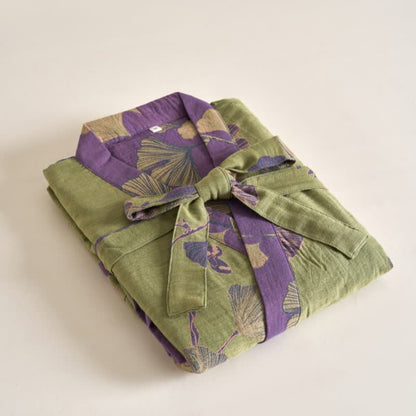 Cotton Gauze Ginkgo Kimono Robe - image 20