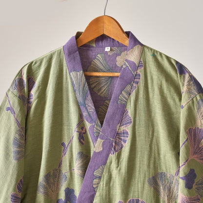 Cotton Gauze Ginkgo Kimono Robe - image 21