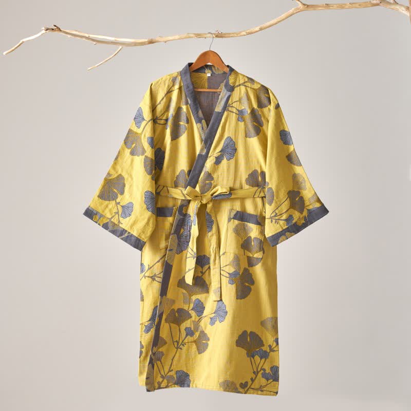 Cotton Gauze Ginkgo Kimono Robe - image 11