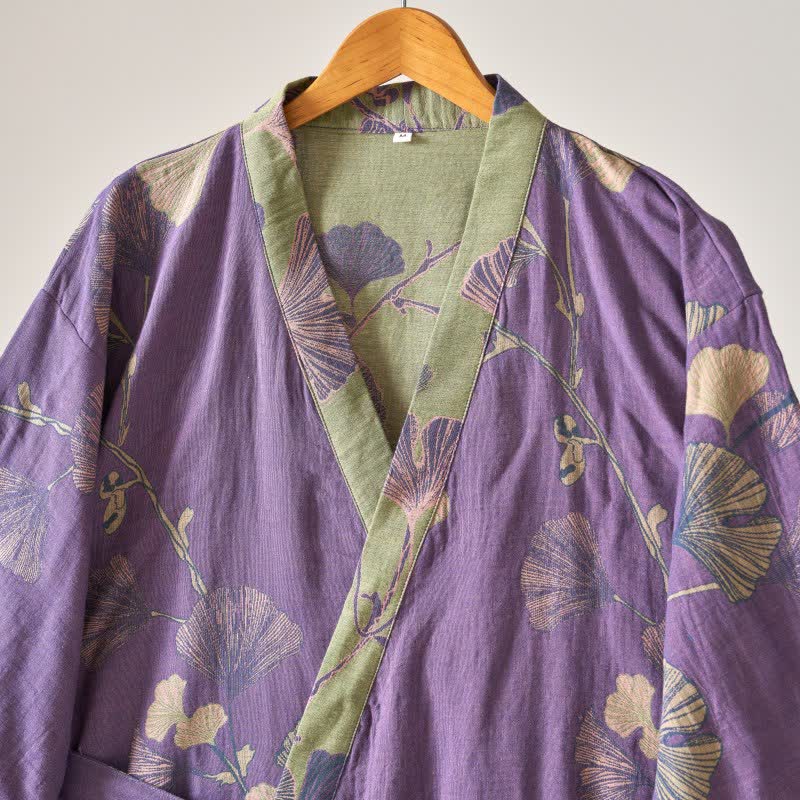 Cotton Gauze Ginkgo Kimono Robe - image 6