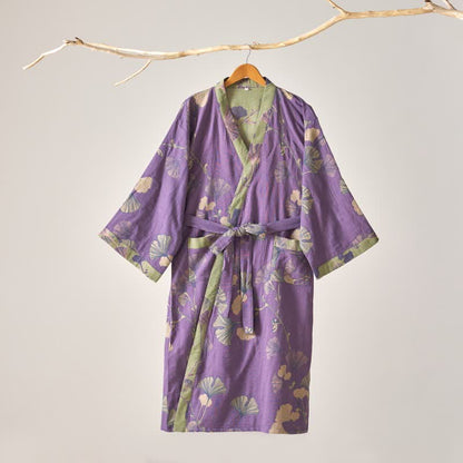 Cotton Gauze Ginkgo Kimono Robe - image 3