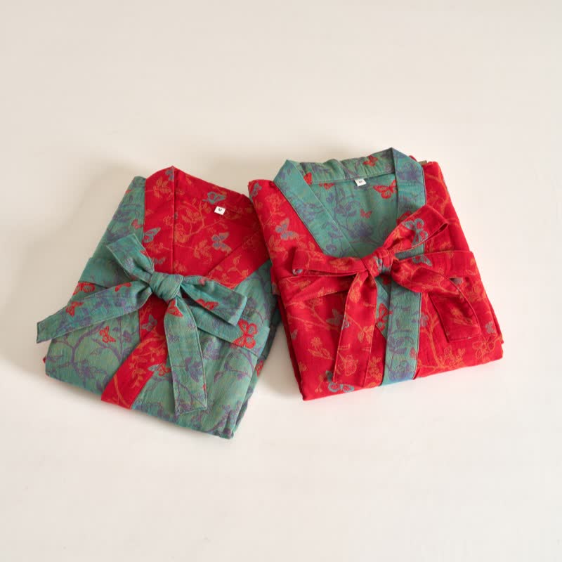 Ownkoti Cotton Gauze Vintage Butterfly Kimono Robe - image 2