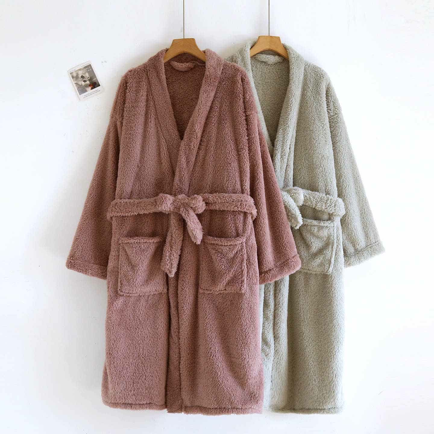 Ownkoti Matching Couple Plush Solid Robe - image 2