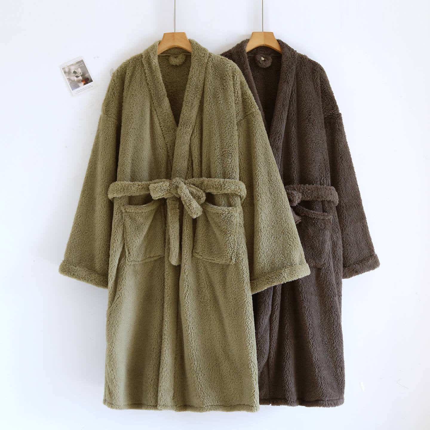 Ownkoti Matching Couple Plush Solid Robe - image 3