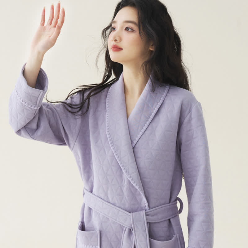 Ownkoti Simple Solid Color Quilted Robe - image 11