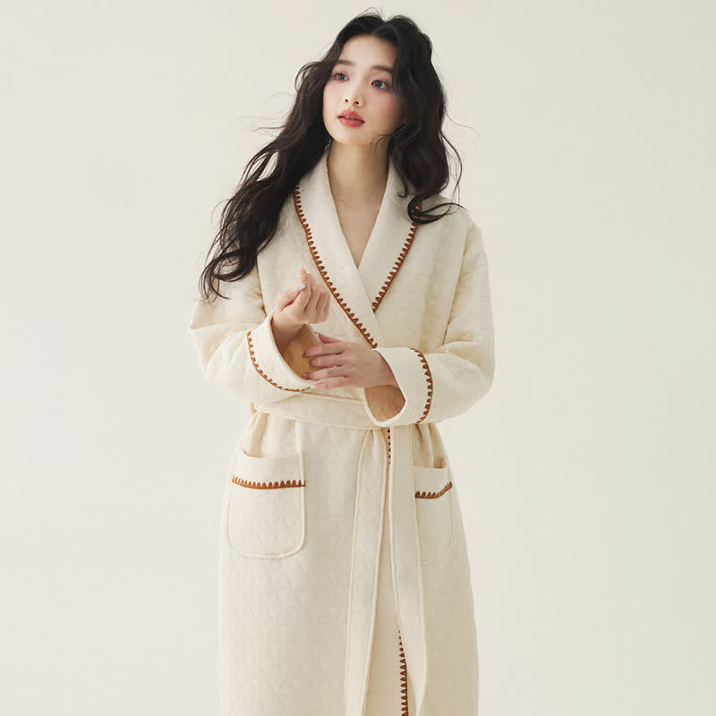 Ownkoti Simple Solid Color Quilted Robe - image 5