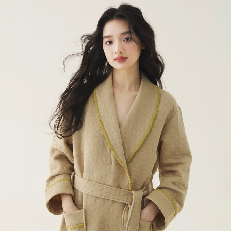 Ownkoti Simple Solid Color Quilted Robe - image 9