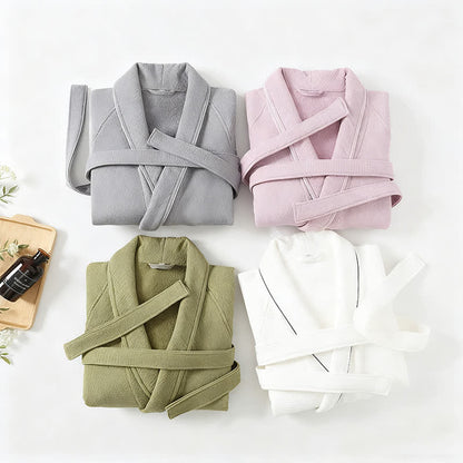 Ownkoti Unisex Cotton Solid Color Robe - image 2
