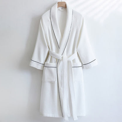 Ownkoti Unisex Cotton Solid Color Robe - White - L - image 13