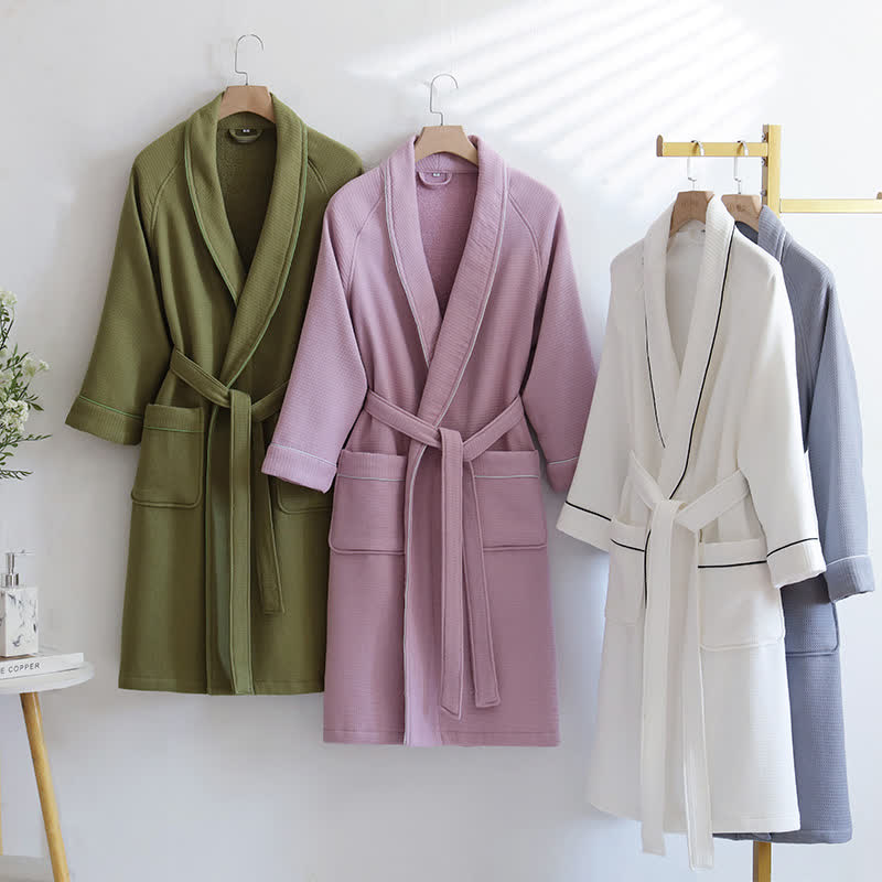 Ownkoti Unisex Cotton Solid Color Robe - image 1