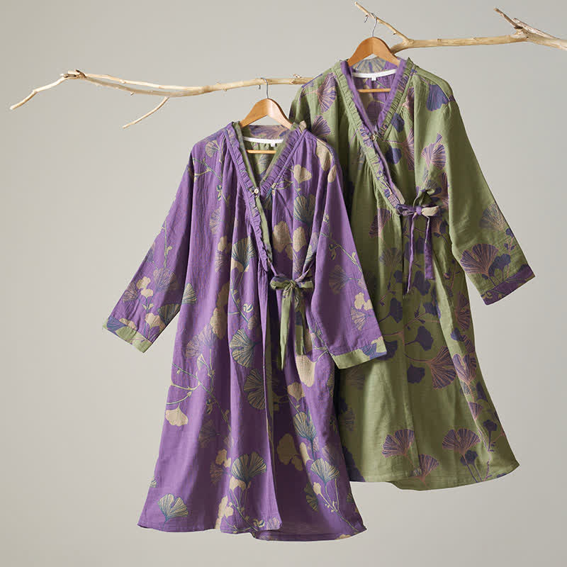 Ginkgo Leaf Hanfu Inspired Cotton Nightdress - image 2